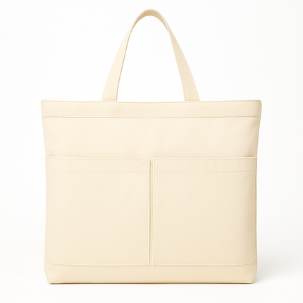 Canvas Tote Bag for Women – Stylish Zippered Handbag with Large Outer Pockets