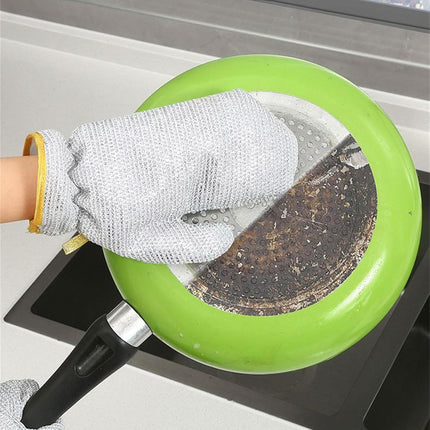 1 Pair Wire Dishwashing Gloves – Stainless Steel Scrubber Gloves for Washing Dishes