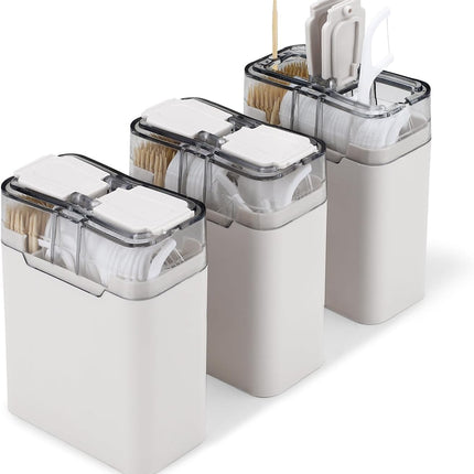 2 in 1 Toothpick & Floss Pick Holder Dispenser with 100 Toothpicks & 30 Floss Sticks,  Portable Dental Floss Picks Dispenser