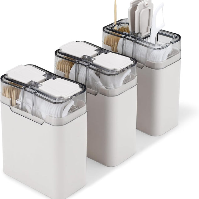 2 in 1 Toothpick & Floss Pick Holder Dispenser with 100 Toothpicks & 30 Floss Sticks,  Portable Dental Floss Picks Dispenser