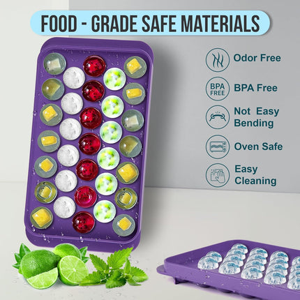 33 Grid Round Silicone  Ice Cube trays for freezer.