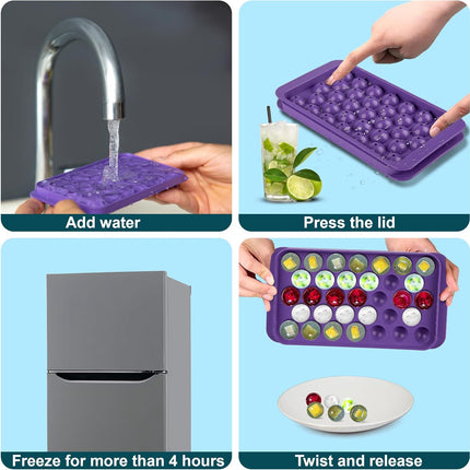 33 Grid Round Silicone  Ice Cube trays for freezer.
