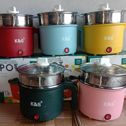 1.8L Mini Electric Cooker.Non-Stick Ramen Pasta Cooker,Portable Travel Cooker Quick Cook Multi-Functional