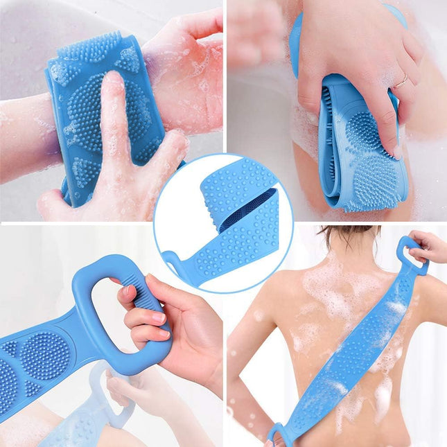 Bath Silicone Back Scrubber Double Side Bathing Brush for Skin Deep Cleaning for Men & Women