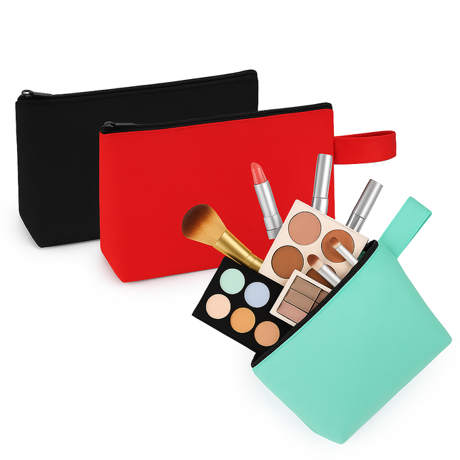 3-Pack Canvas Zipper Pouch – Multi-Purpose Cotton Makeup, Toiletry & DIY Craft Bags
