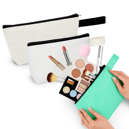 3-Pack Canvas Zipper Pouch – Multi-Purpose Cotton Makeup, Toiletry & DIY Craft Bags