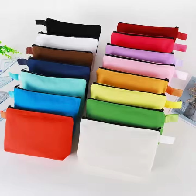 3-Pack Canvas Zipper Pouch – Multi-Purpose Cotton Makeup, Toiletry & DIY Craft Bags