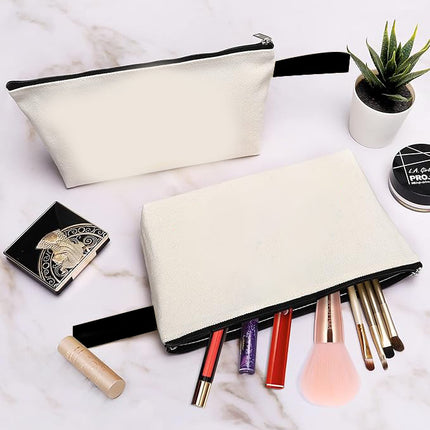 3-Pack Canvas Zipper Pouch – Multi-Purpose Cotton Makeup, Toiletry & DIY Craft Bags