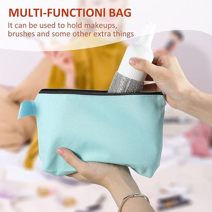 3-Pack Canvas Zipper Pouch – Multi-Purpose Cotton Makeup, Toiletry & DIY Craft Bags