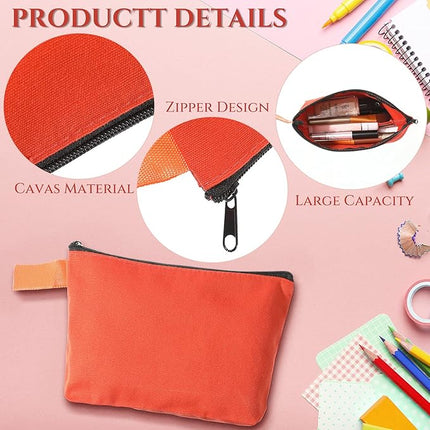 3-Pack Canvas Zipper Pouch – Multi-Purpose Cotton Makeup, Toiletry & DIY Craft Bags