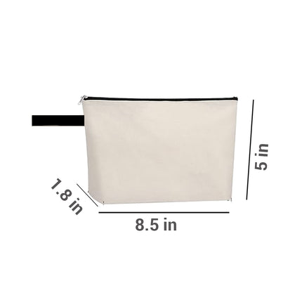 3-Pack Canvas Zipper Pouch – Multi-Purpose Cotton Makeup, Toiletry & DIY Craft Bags