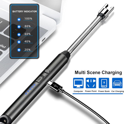 Rechargeable Electric Gas Lighter for Kitchen,C-Type USB, Kitchen Tools, Multi Purpose - 360° Flexible & Windproof.