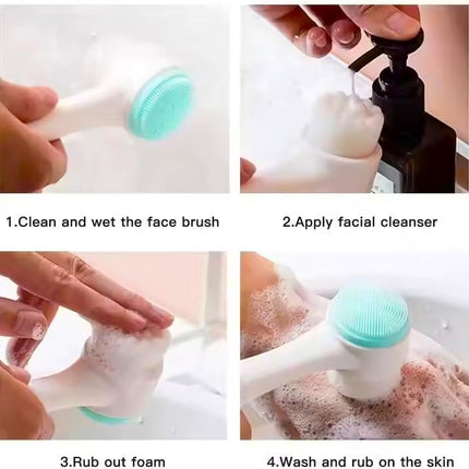 Facial Cleansing Brush 2 in 1Double-Sided Manual Facial Cleaning Brush with Soft Bristles for Deep Pore Exfoliation, Wash Makeup, Massaging