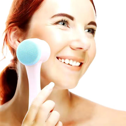 Facial Cleansing Brush 2 in 1Double-Sided Manual Facial Cleaning Brush with Soft Bristles for Deep Pore Exfoliation, Wash Makeup, Massaging