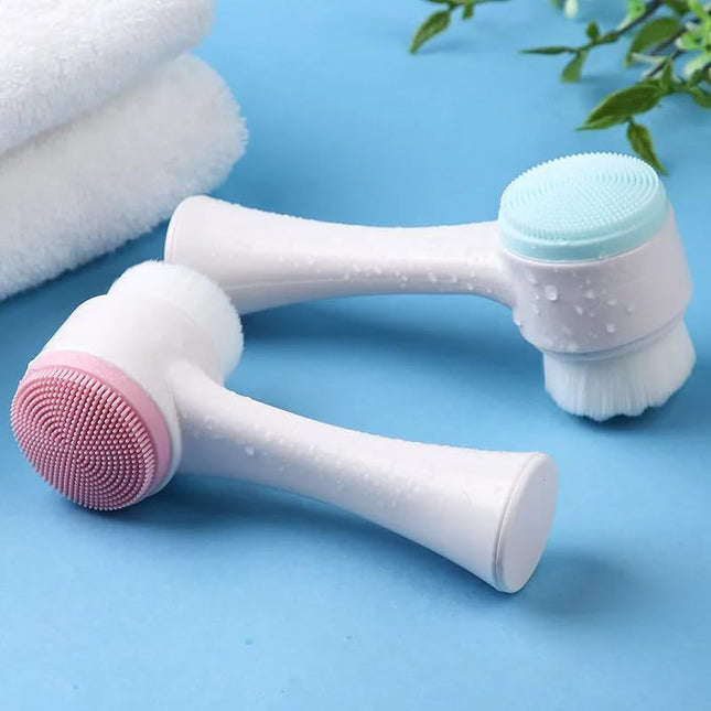 Facial Cleansing Brush 2 in 1Double-Sided Manual Facial Cleaning Brush with Soft Bristles for Deep Pore Exfoliation, Wash Makeup, Massaging