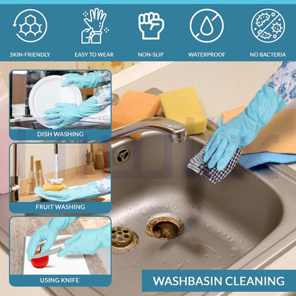 Hand Gloves for Dish Washing, Gardening & Cleaning,Reusable Rubber Gloves  for Cleaning