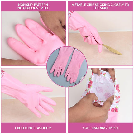 Hand Gloves for Dish Washing, Gardening & Cleaning,Reusable Rubber Gloves  for Cleaning