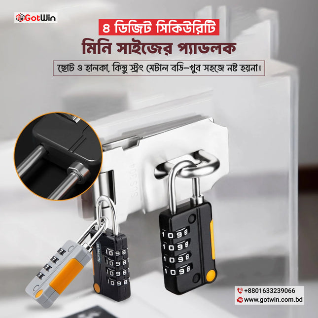 Lock 4 Digits Combination Mini Size Padlock Waterproof Outdoor Heavy Duty