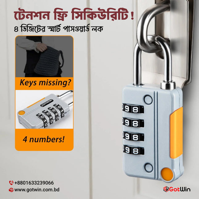 Lock 4 Digits Combination Mini Size Padlock Waterproof Outdoor Heavy Duty