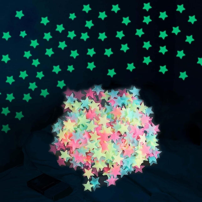 Colorful Glow in The Dark Luminous Stars 100 Pieces Stars for Ceiling Decorations