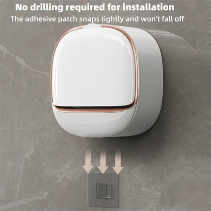 Luxury Soap Holder,Wall Mounted Drain Soap Box with Flip Lid for Bathroom