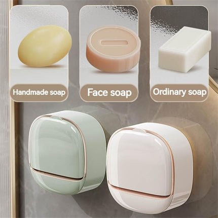 Luxury Soap Holder,Wall Mounted Drain Soap Box with Flip Lid for Bathroom