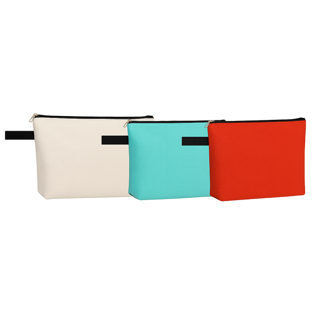 3-Pack Canvas Zipper Pouch – Multi-Purpose Cotton Makeup, Toiletry & DIY Craft Bags