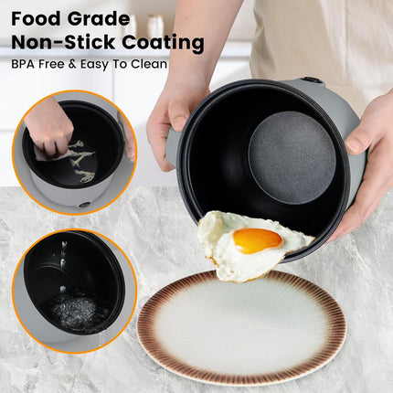 1.8L Mini Electric Cooker.Non-Stick Ramen Pasta Cooker,Portable Travel Cooker Quick Cook Multi-Functional