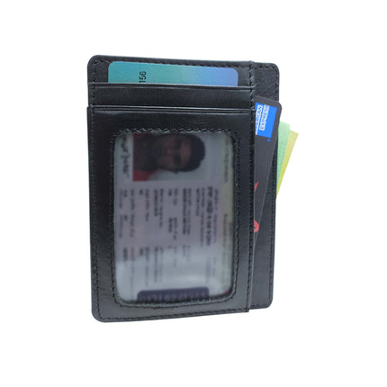 RFID Blocking Card Holder Minimalist Genuine Leather Slim Wallet