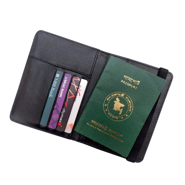 Slim RFID Blocking Leather Passport Holder Travel Bifold Wallet