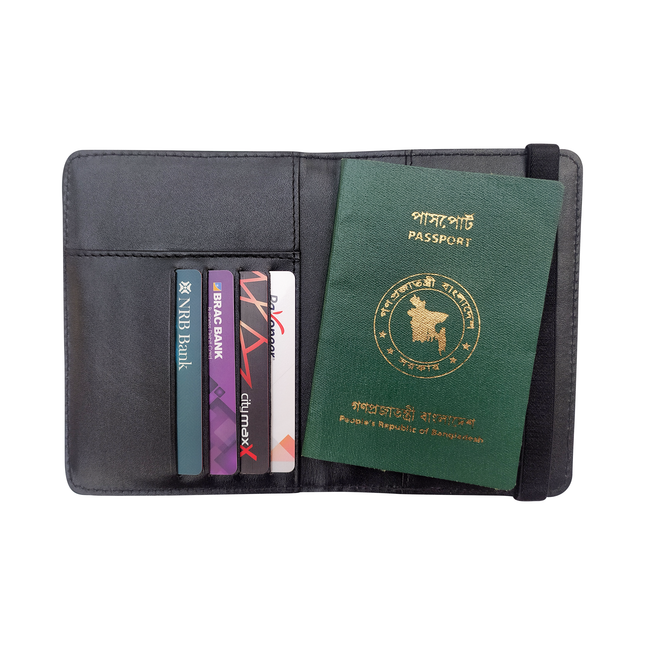 Slim RFID Blocking Leather Passport Holder Travel Bifold Wallet