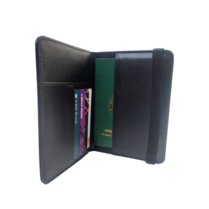 Slim RFID Blocking Leather Passport Holder Travel Bifold Wallet