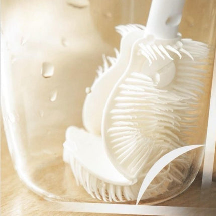 Silicone Bottle Cleaning Brush, 360 Degree Rotational, Flexible Soft Bristle, Long Handle Cleaning Brush for Jar, Cup, Glass Mug Container