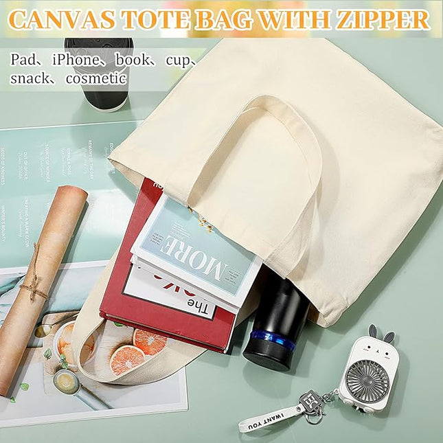 Premium Canvas Tote Bag with Zipper(No Poccket) – 16.5" x 13"