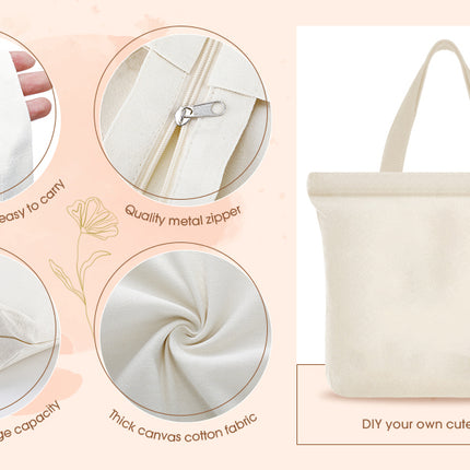 Premium Canvas Tote Bag with Zipper(No Poccket) – 16.5" x 13"