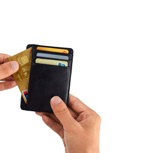RFID Blocking Card Holder Minimalist Genuine Leather Slim Wallet