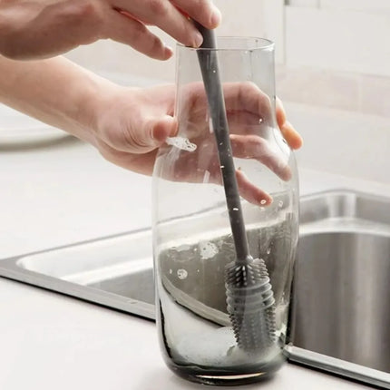 Hang-able Long Handle Silicone Glasses Cup Brush Long Handle Brush Soft Bristles for Cleaning Bottle and Jar