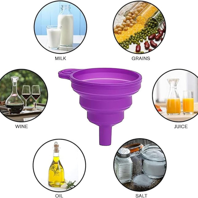 Silicone Collapsible Portable Funnel, Kitchen Tool for Transferring Liquid & Powder Cooking Tools