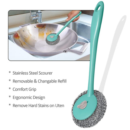 Stainless Steel Scrubber Brush with Long Handle