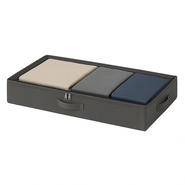 Underbed Storage Organizer with Clear Top, Foldable Box with Dual Zipper & Handles