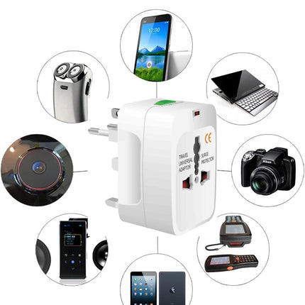 Universal All-In-One (US UK EU AU) World Wide International Travel Adapter Plug
