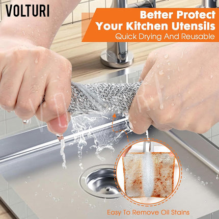 4 pcs Magic Cleaning Cloth Double Layer,  Multipurpose Wire Dish Washing Rags for Wet and Dry, Reusable