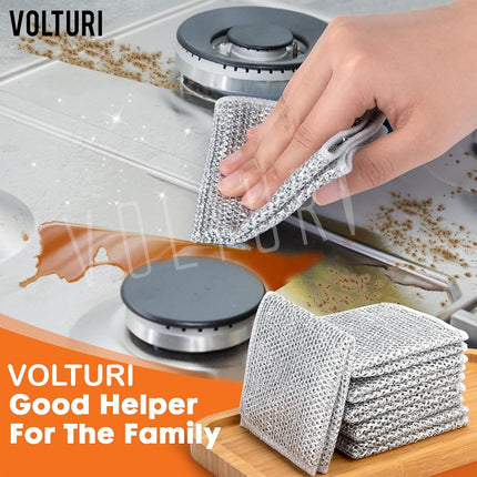 4 pcs Magic Cleaning Cloth Double Layer,  Multipurpose Wire Dish Washing Rags for Wet and Dry, Reusable