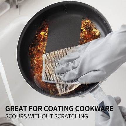 4 pcs Magic Cleaning Cloth Double Layer,  Multipurpose Wire Dish Washing Rags for Wet and Dry, Reusable