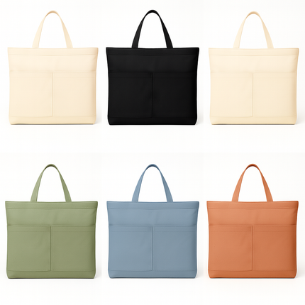 Canvas Tote Bag for Women – Stylish Zippered Handbag with Large Outer Pockets