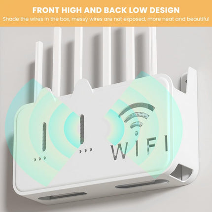 Wifi Router Stand for Decorative Wall Decoration, Cable Organizer, 25x15x6cm (White)