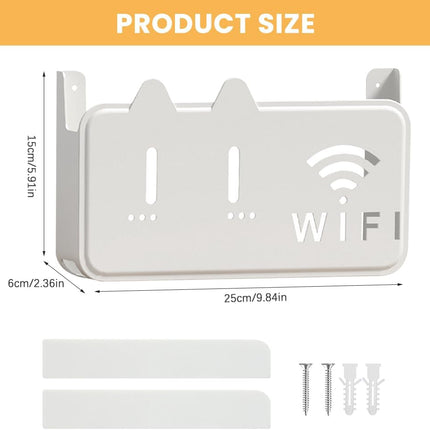 Wifi Router Stand for Decorative Wall Decoration, Cable Organizer, 25x15x6cm (White)