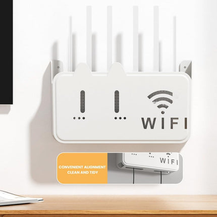 Wifi Router Stand for Decorative Wall Decoration, Cable Organizer, 25x15x6cm (White)